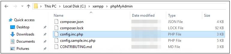 location config.inc.php phpmyadmin